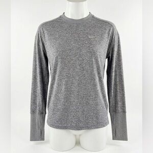 Nike Dri-FIT Heathered Grey Long Sleeve Training Top Size Small Thumb Holes